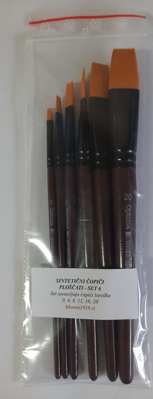 Čopiči ploščati sintetični - SET 6