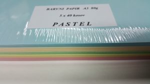 PAPIR BARVEN A3 80g MIX 5x40 - PASTEL