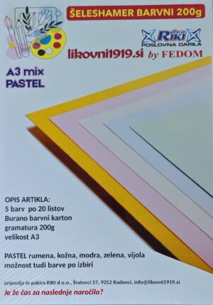 Šeleshamer A3 200g MIX 5x20 PASTELNE